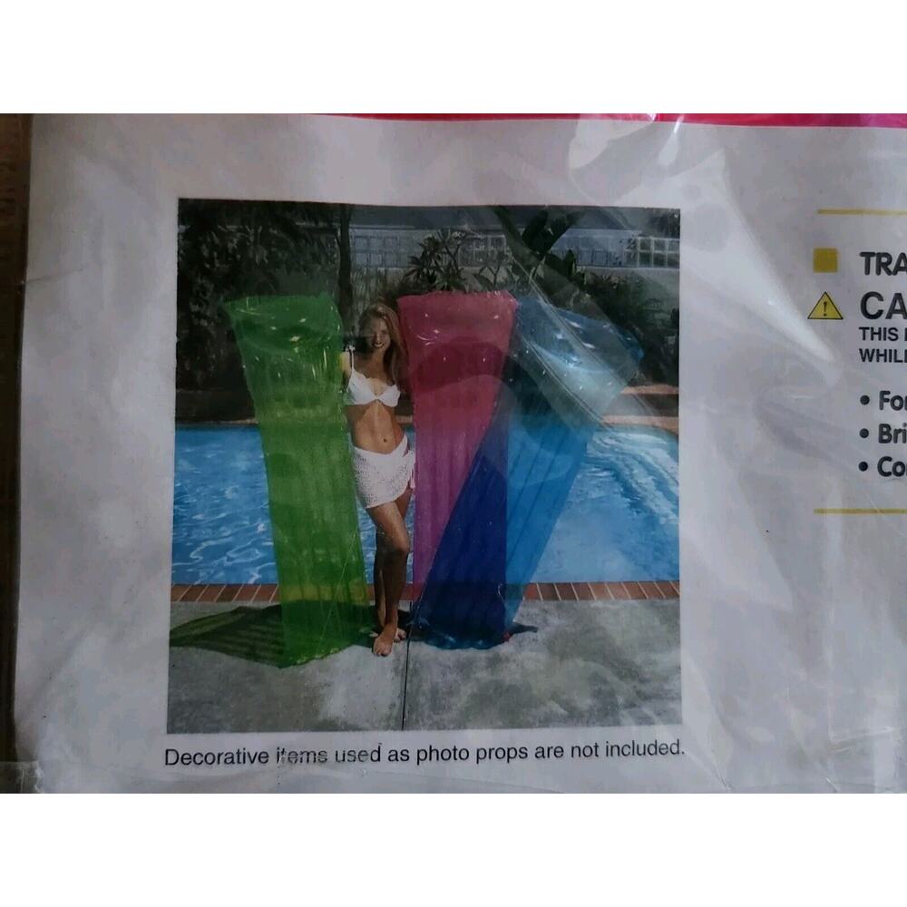 Sand N Sun Pool Raft Air Mat 6 ft x 27" Transparent Floating Raft Pink - Picture 5 of 8